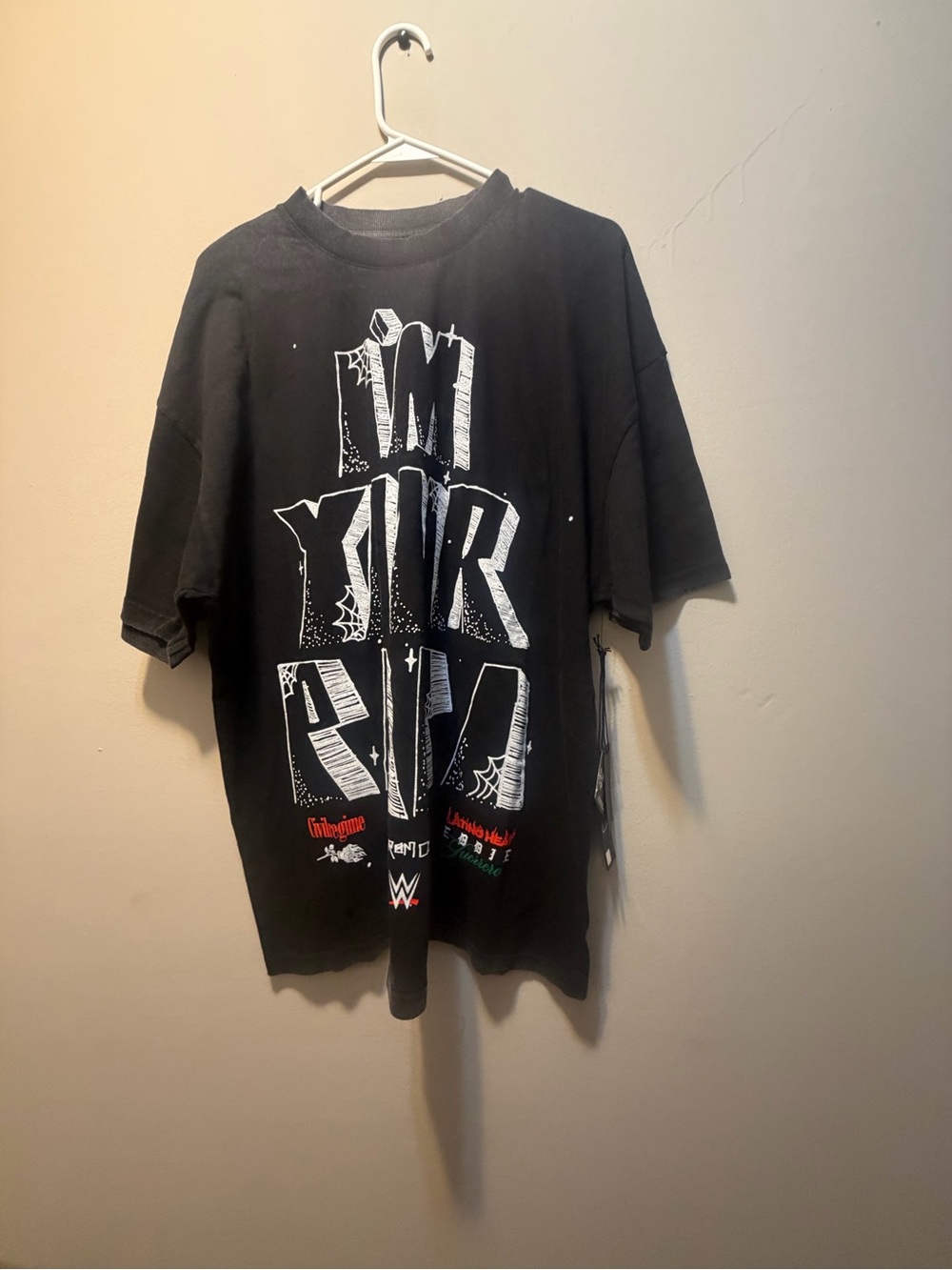 Men's Black Graphic Civil Regime WWE collab Short Sleeve Tee